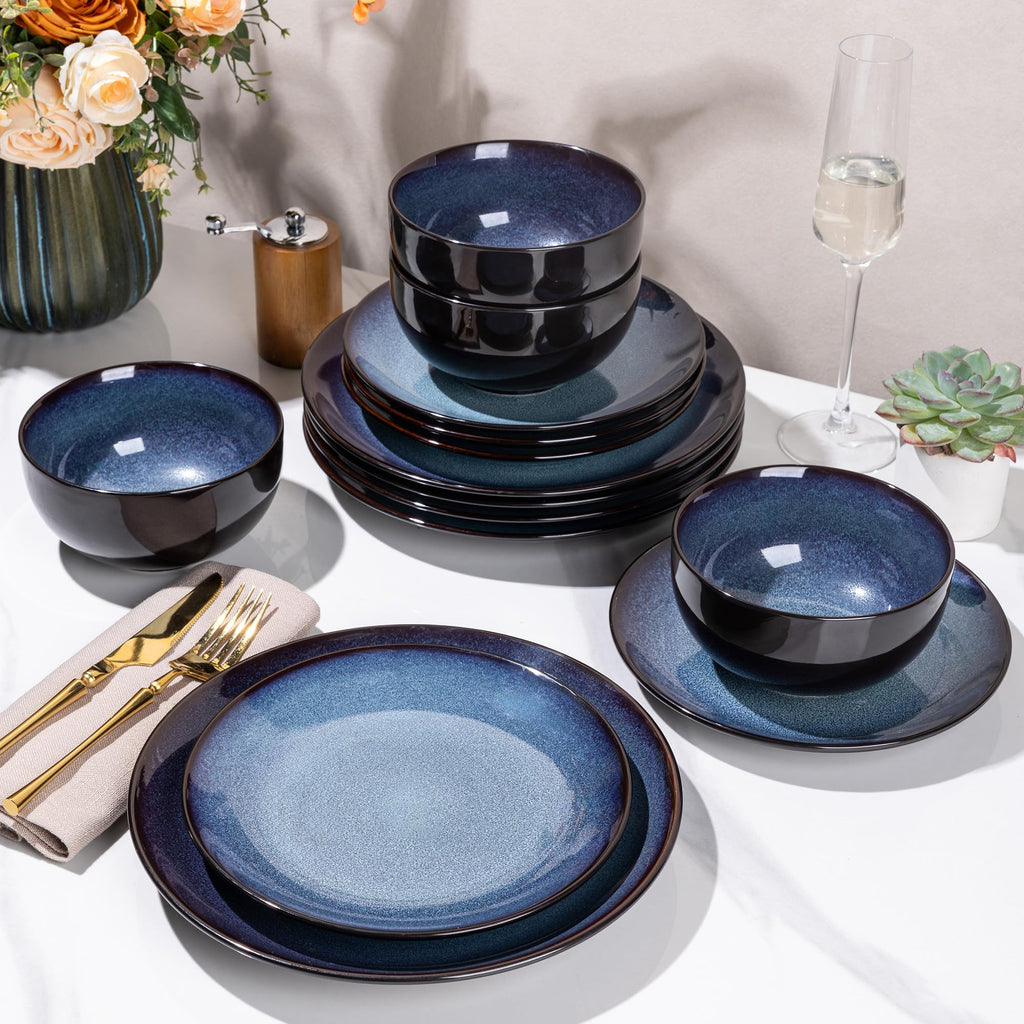Ceramic Dinnerware Sets for 8,24Pcs Porcelain Plates and Bowls Set