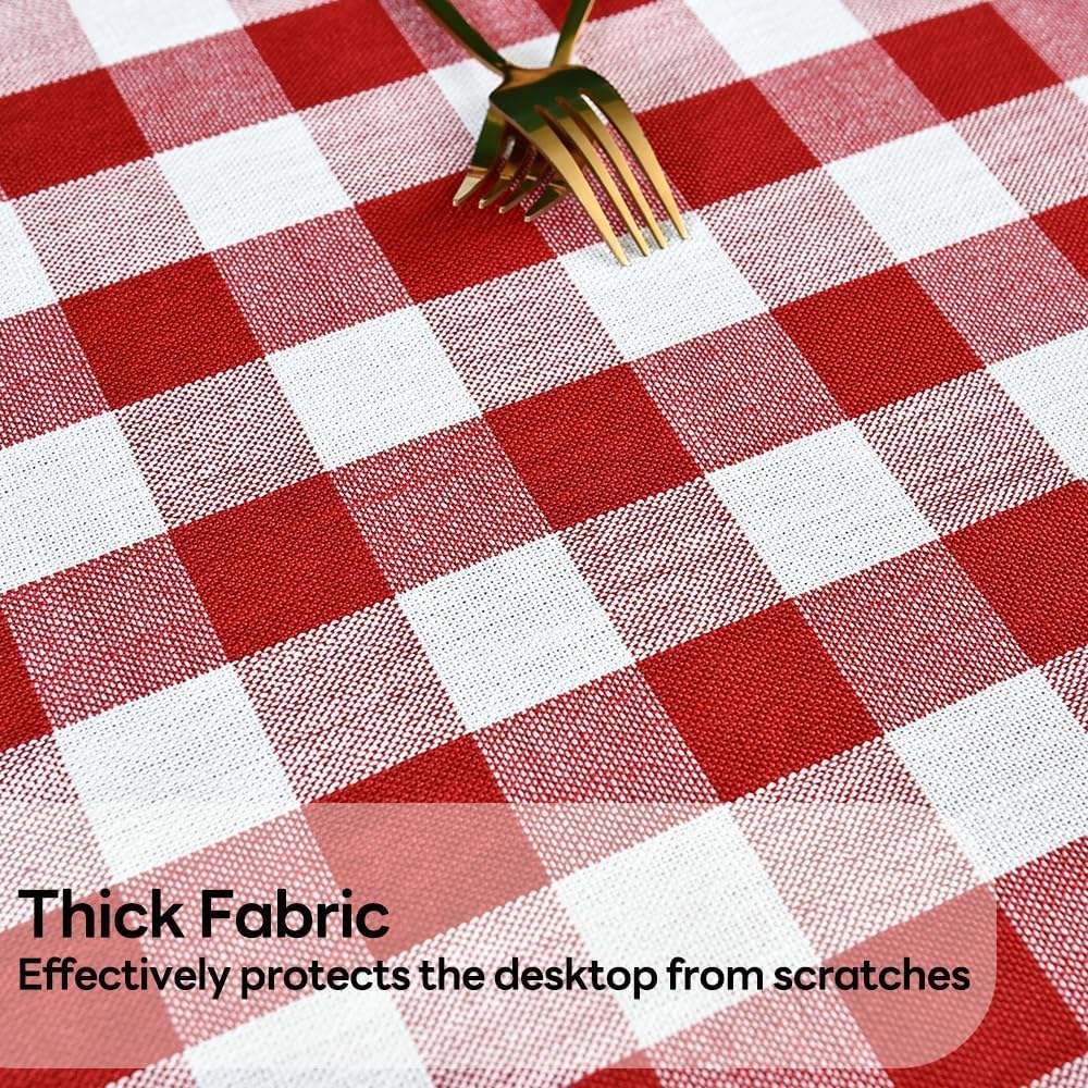 Gingham Table Cloth for Rectangle Tables red Checkered Plaid Tablecloth Heavy Duty Cotton Blend Washable & Wrinkle