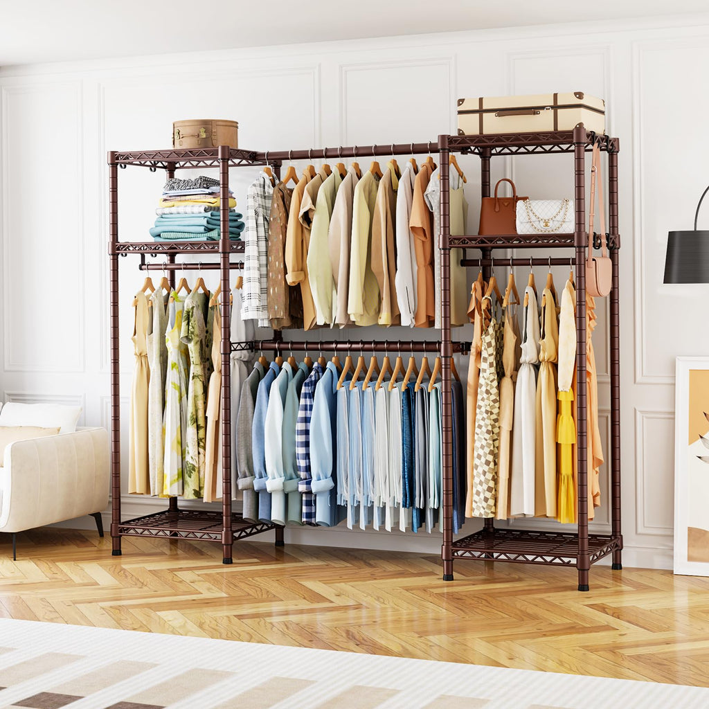 E7 Heavy Duty Closet Garment Rack, Clothes Storage Organizer System