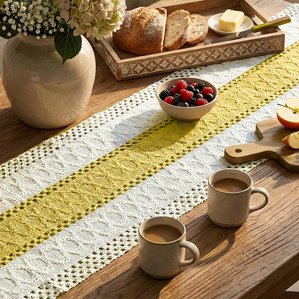 Yellow Farmhouse Rustic Table Runner 12x120 Inch