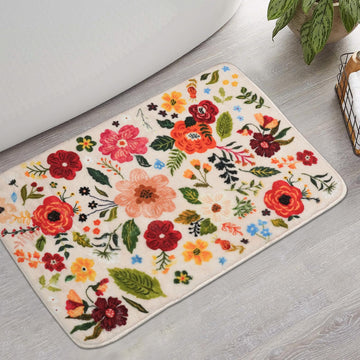Floral Bathroom Rugs Cute Bath Mat 27x17, Flower Rug Non Slip Washable Bath Rugs, Soft Shower Rug for Bathtub Floor