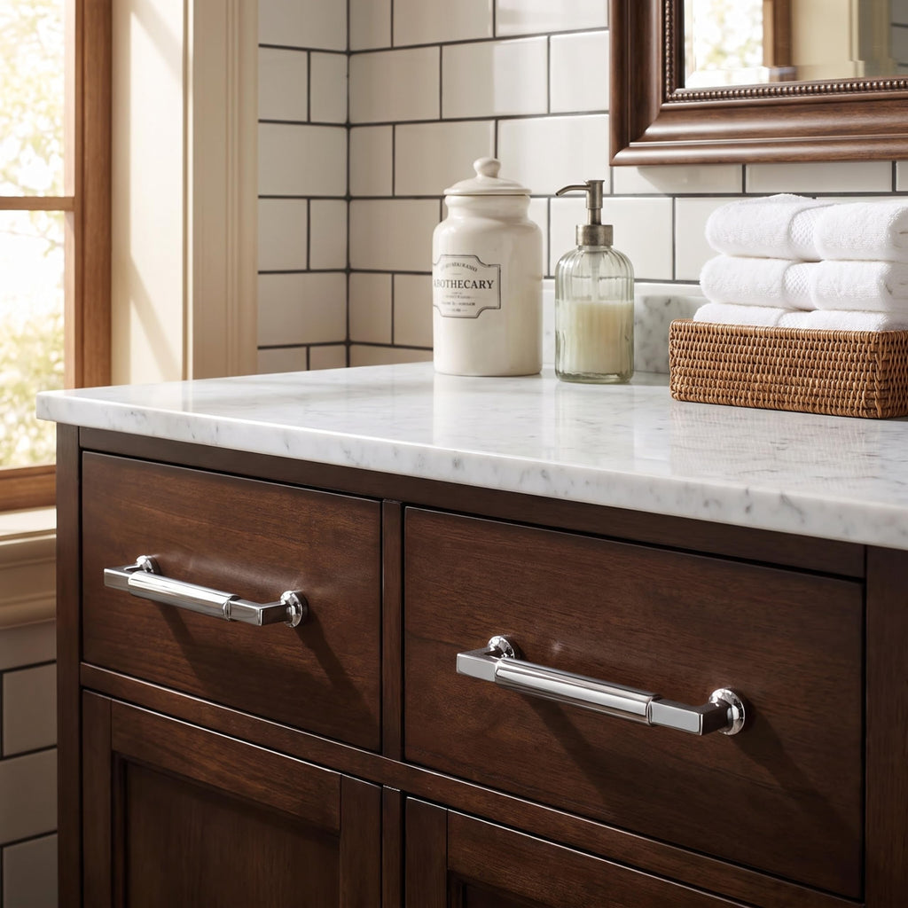 2-Pack 8-Inch(203mm) Polished Chrome Cabinet Pulls,Heavy-Duty Solid Handles Cabinets, Cupboards, Drawers and Bathroom