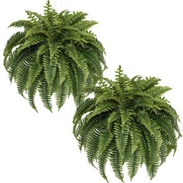 Silky Artificial Boston Fern Bush, 48IN Fake Fern Large Hanging Plant that Look Real for Outdoors Home