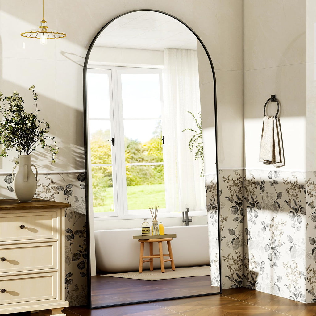 71"x30" Arched Full Length Mirror, Black