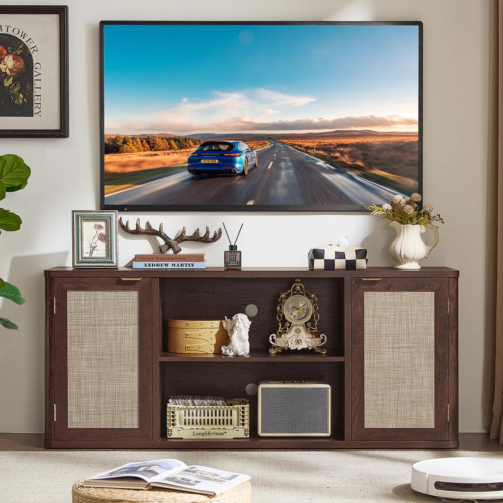 Rattan TV Stands, Walnut