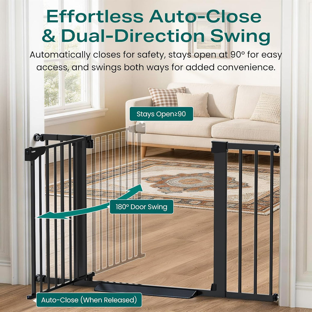 30-46" Baby Gate for Stairs, Auto Close Dog Gate for the House Black