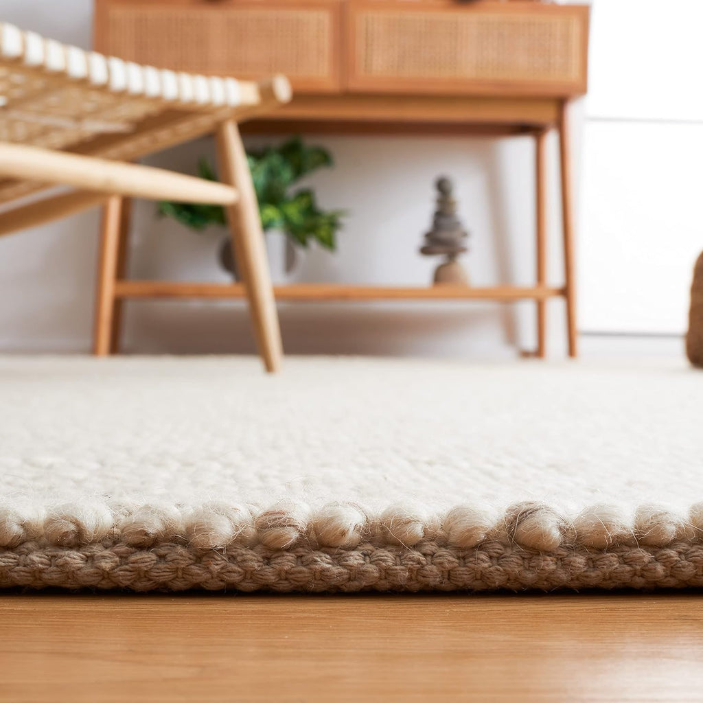 Area Rug 8x10 - Natura - Large - Beige & Ivory, Handmade Wool Blend, Textured Design