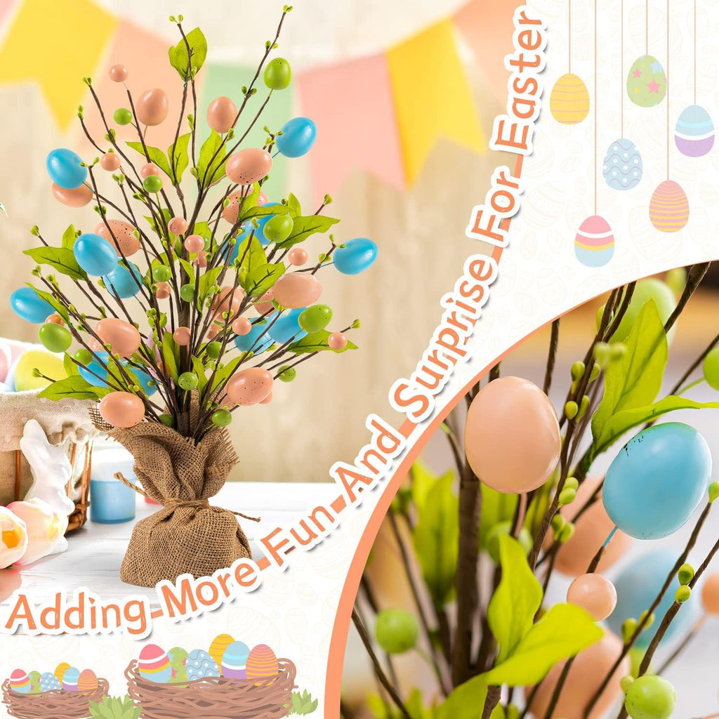 Easter Egg Tree for Table, 18Inch Pearl Tree Decorations with Eggs Hanging String Lights Party Wedding Holiday