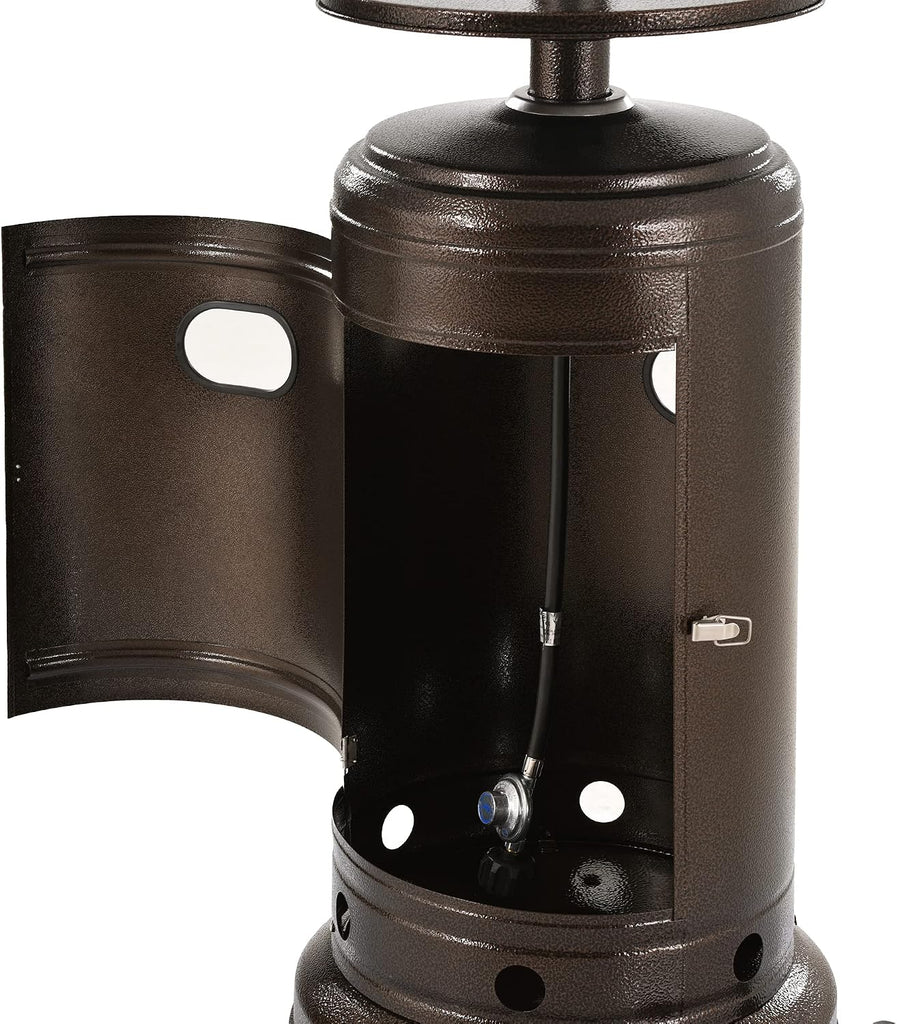 Patio Heater Standing, Outdoor 48000BTU Heater with Adjustable Table and Moving Wheels, 87" Propane Gas Heater for