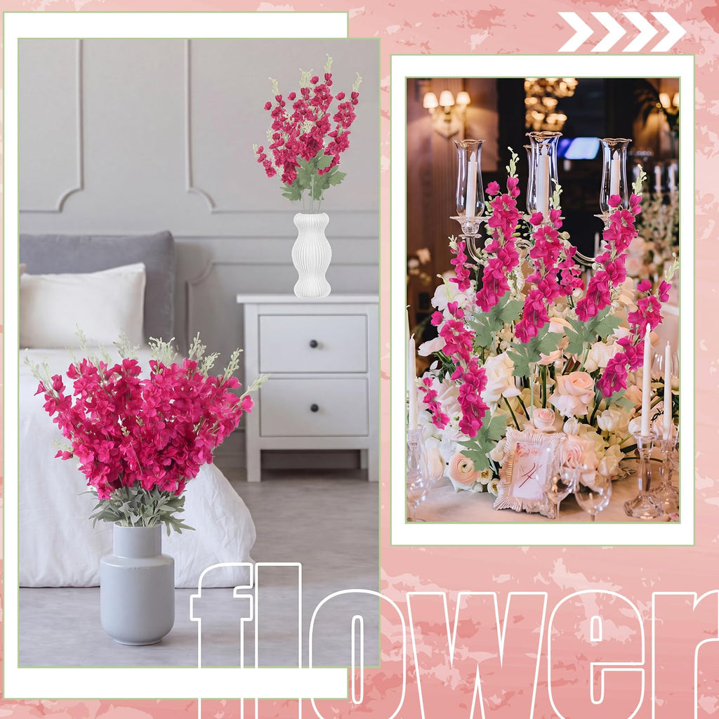 42 Pcs Rose Red Delphinium Artificial Flower Bulk, 34.25"