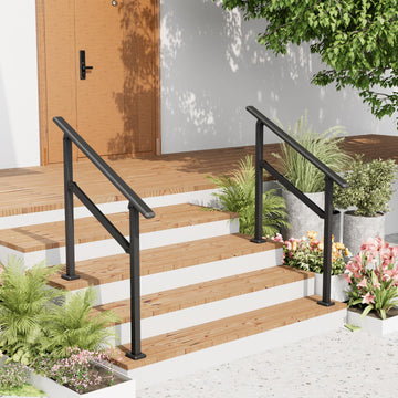 2 Pack Hand Rails for Outdoor Steps, 2-3 Step Railing for Stairs, Adjustable Porch Railing, Hand Rails for