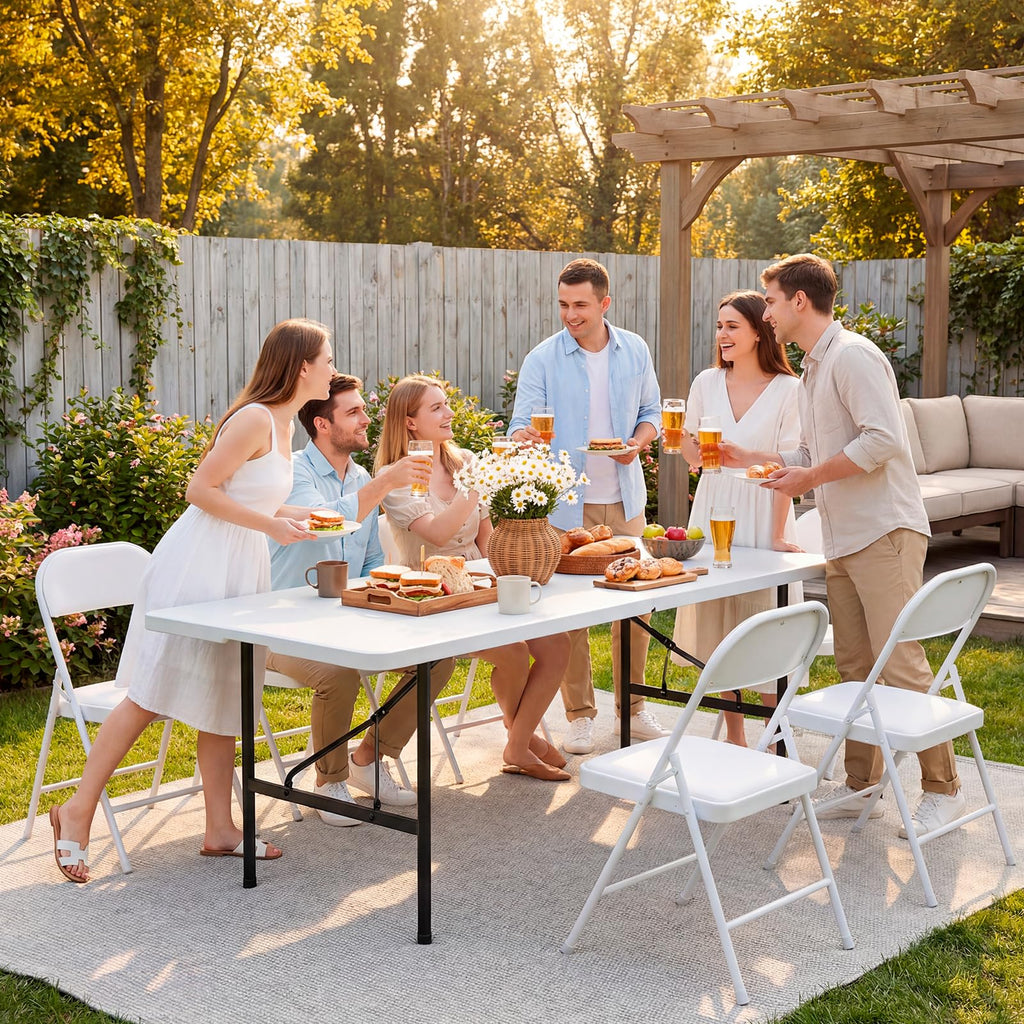 10 Pack Padded Folding Chairs, Portable Metal Foldable Chairs with Cushion, PU Leather Sturdy Indoor Outdoor Seating