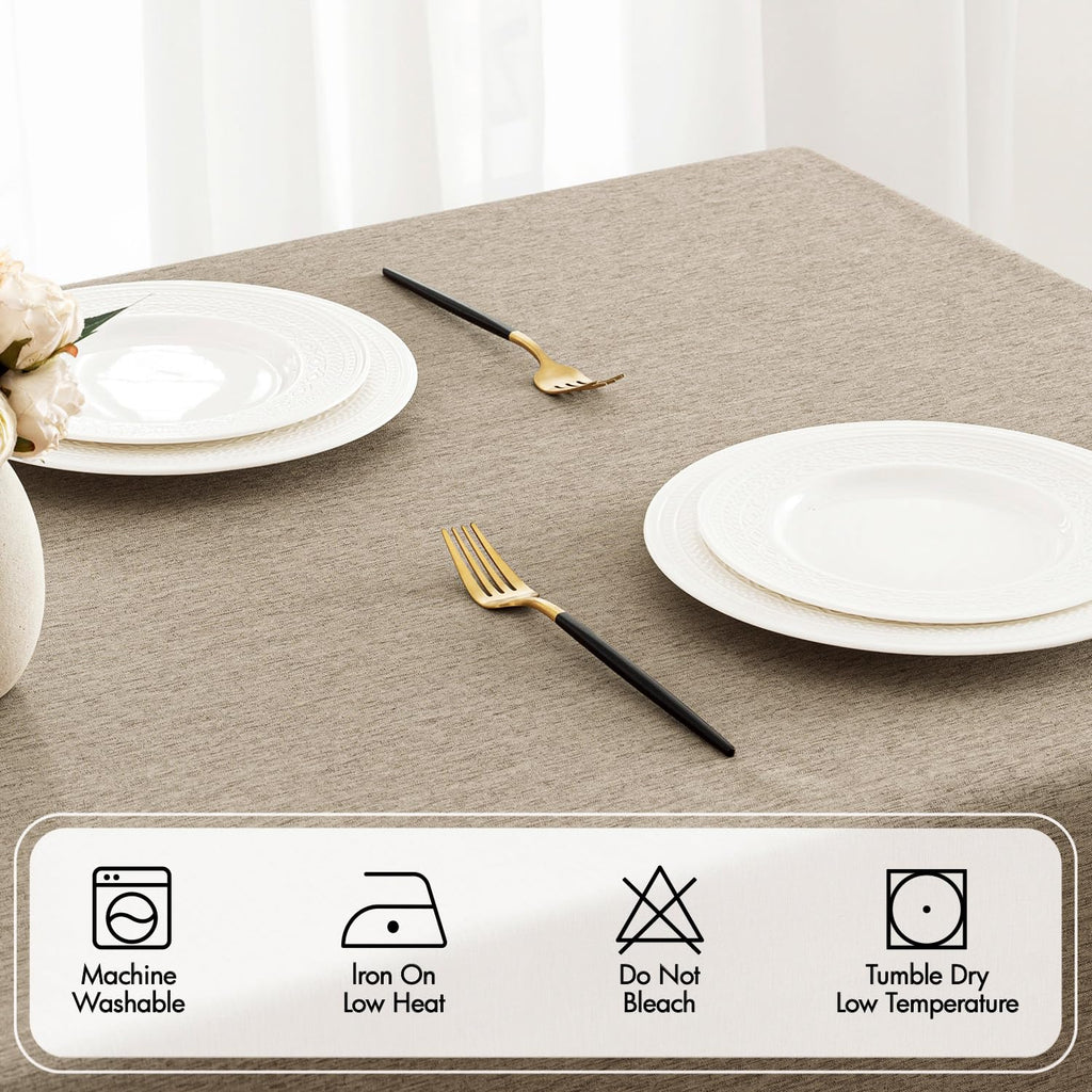 Taupe Rectangle Tablecloth with Decorative Cutouts 60x120 inch