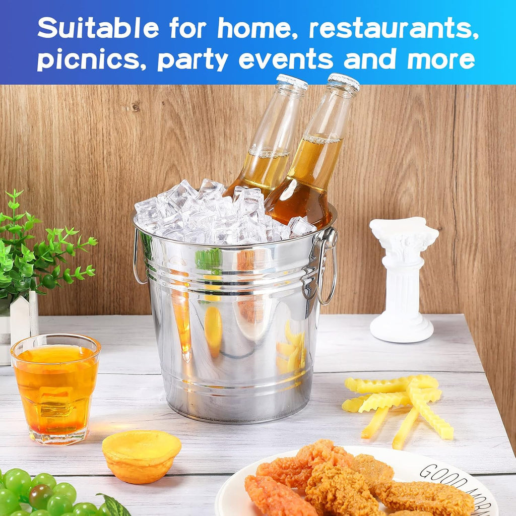 3.3 Qt / 3 L Champagne Ice Buckets Stainless Steel Ice Bucket with Handles,Drink and Wine Chiller Great Bar - Set of 10