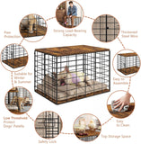 24 Inch Small Dog Crate Furniture - All-Season Indoor Dog Kennel with Wooden Top & Thickened Metal Wire