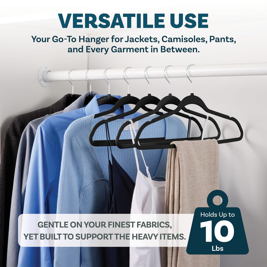 TM Non-Velvet Black Plastic Hangers Slim Hangers 50 Pack for Closet