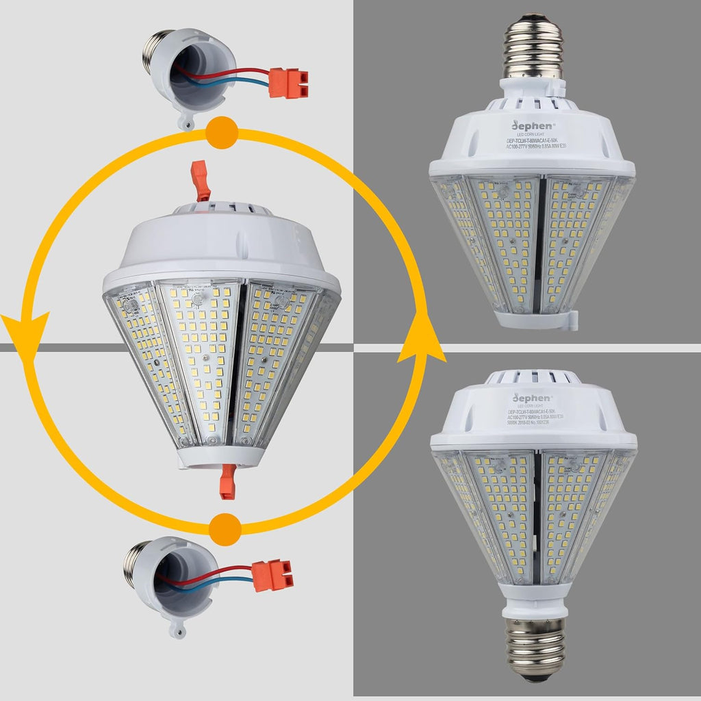 80W LED Post Top Bulb, Removable E26&E39 Mogul Base Corn Light