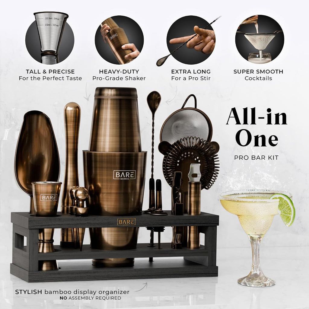Mixology Bartender Kit Bar Set | 16-Piece Cocktail Shaker Set | Martini Barware Mixing Tools Bartending | Incl. 35 - Set of 16