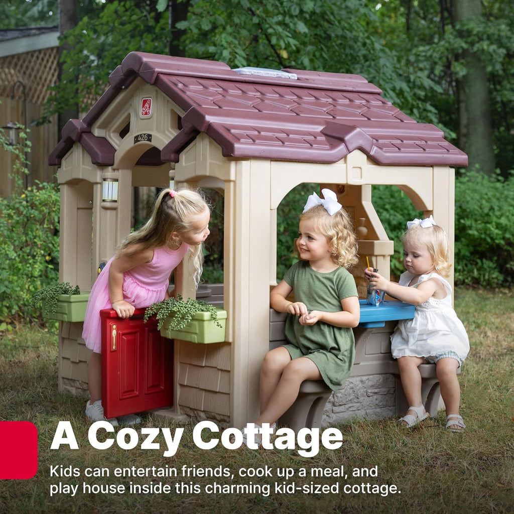 Charming Cottage Kids Playhouse, Indoor and Outdoor Clubhouse Playset, Interactive Sounds, Toddlers 2+ Years Old