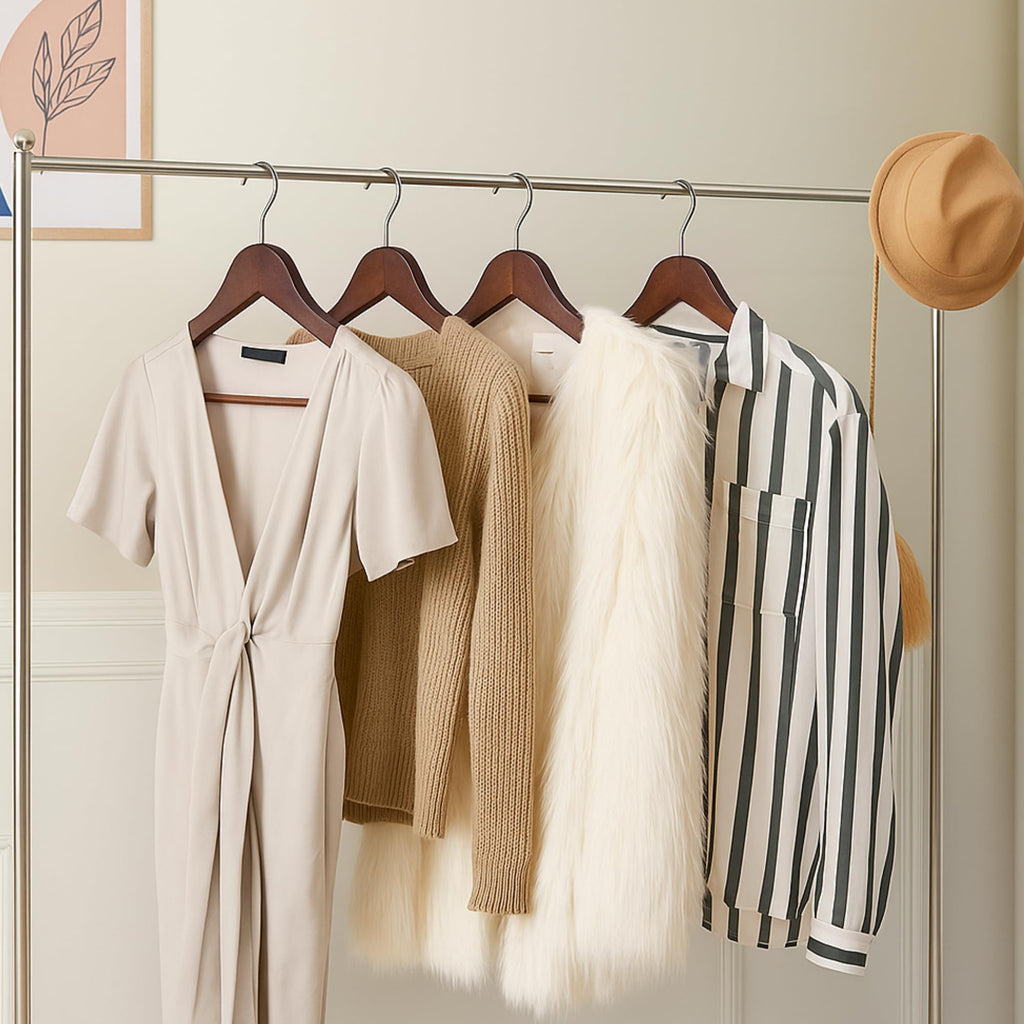 Wooden Hangers 50 Pack, Solid Wood Hanger with Non Slip Pant Bar