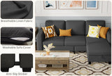 Sectional Couches for Living Room Convertible 78" Small L Shaped Grey Couch 3 Seater Sofas with Storage Removable