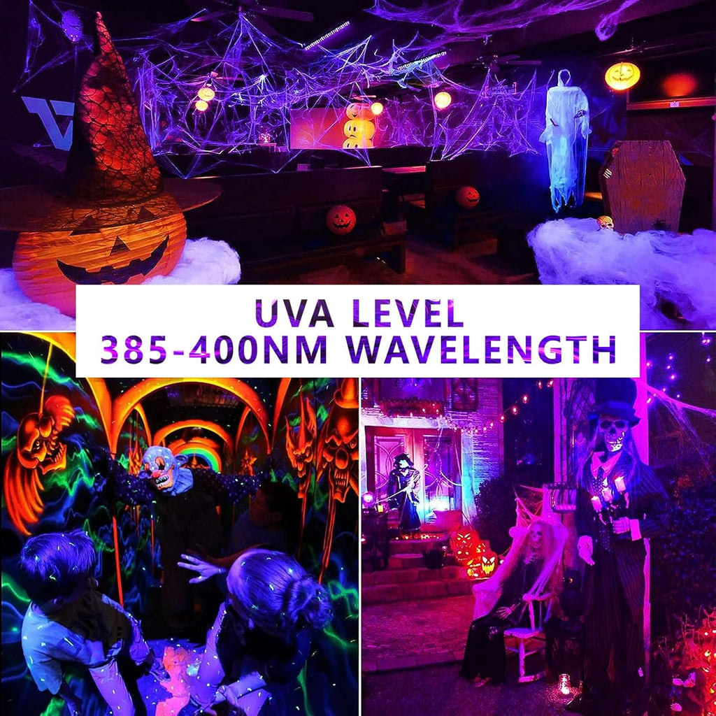 LED Black Light Bulbs 6 Pack, Dimmable A19 9W,UVA Level 385-400nm