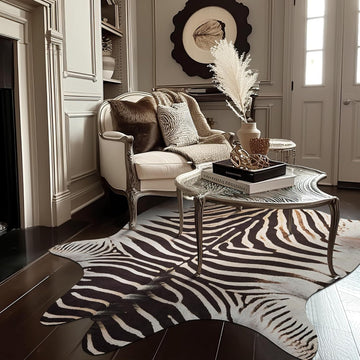 5x7 Faux Cowhide Rug, Cow Print Area Rug, Brown | Soft Faux Suede Texture, Washable, Non Slip Backing, Low Pile
