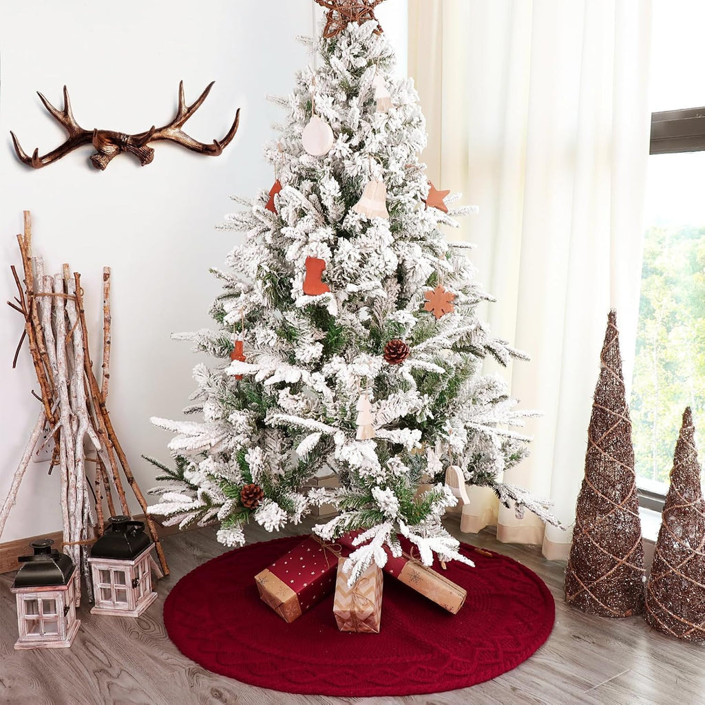 Knit Christmas Tree Skirts, Neutral Tree Skirt, Cozy Christmas Decorations