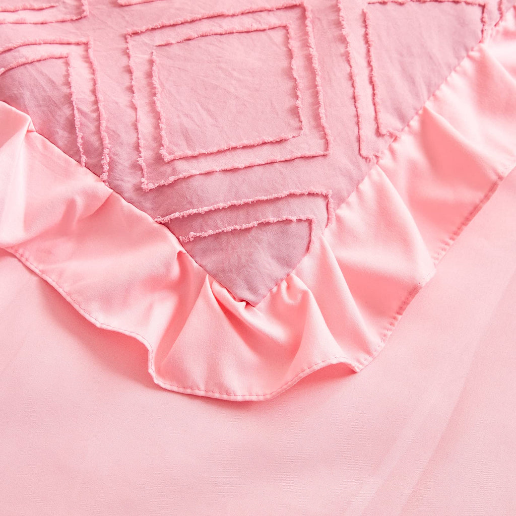 Tufted Ruffle Crib Bedding Set 3 Pieces Baby Boho Quilted Comforter with Fitted Sheet and Bed Skirt - Cute Ruffled