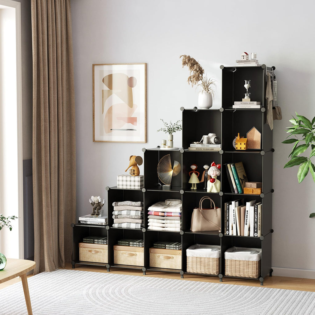 Cube Storage Organizer, 16 Cube Closet Organizer, Black