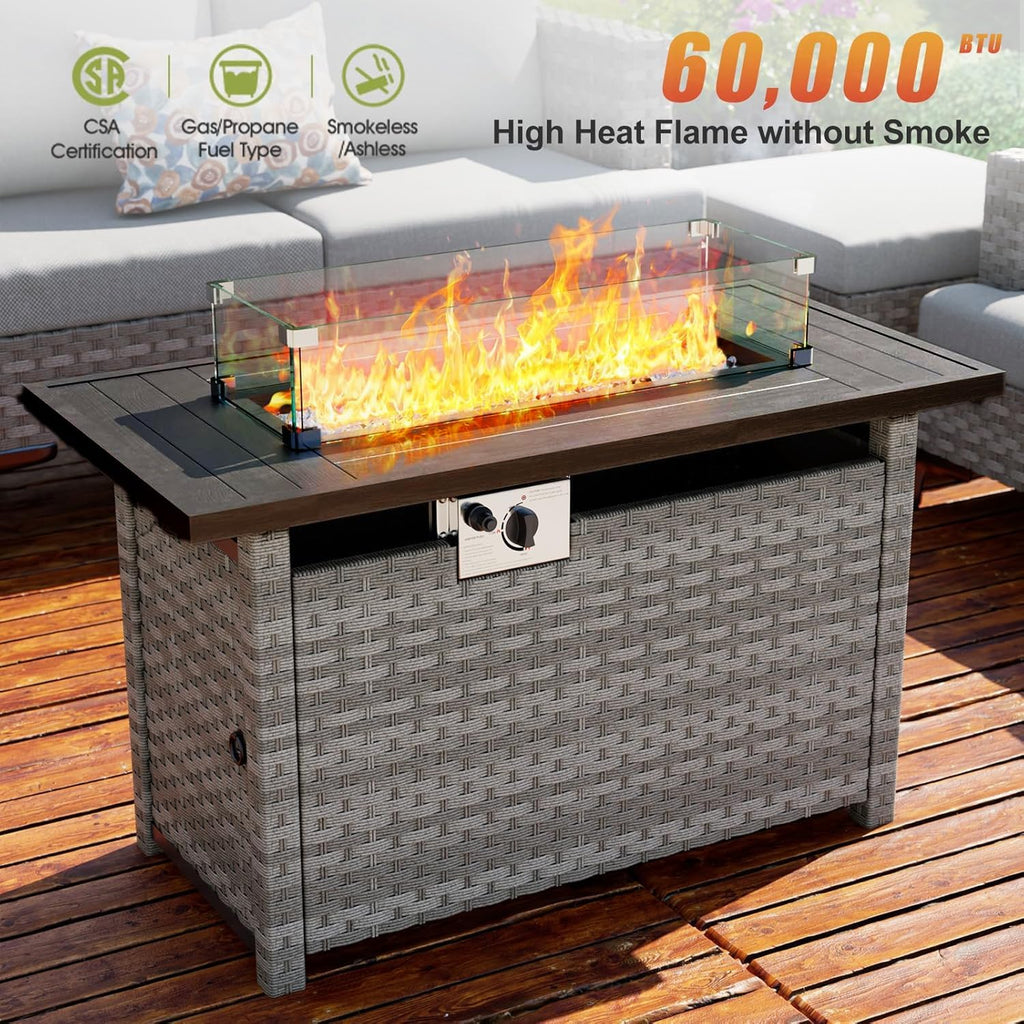 44" Fire Pit Table with Wind Guard