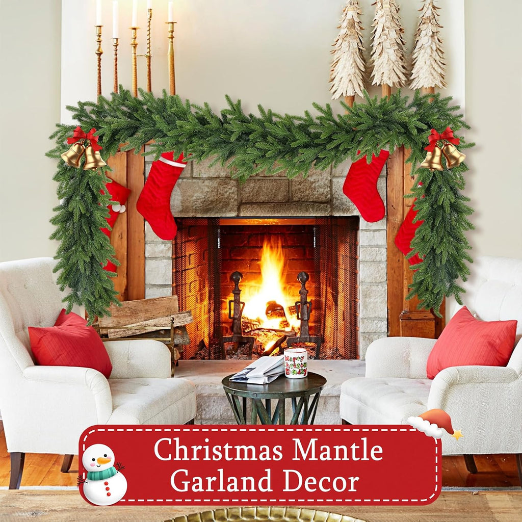 For Staircase Railing Soft Bendable Realistic Artificial Cedar Pine Winter Green Xmas Mantle Garland for Fireplace