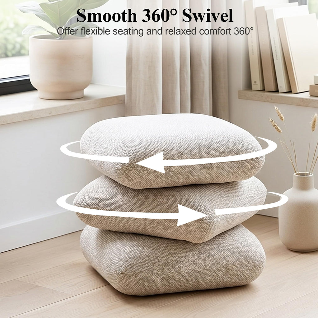 360°Swivel Upholstered Square Ottoman, Modern Boucle Ottoman