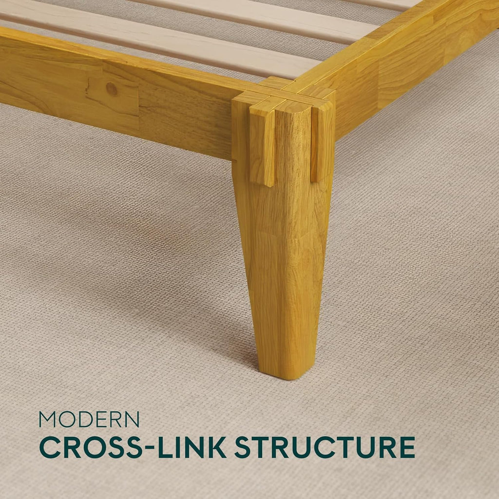 14" Bed Frame - Solid Wood Platform Bed - Japanese Joinery Bed Frame - Wood Slat Support - No Box
