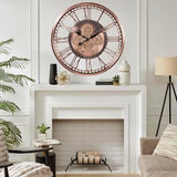 Inch Oversized Large Moving Gears Wall Clock,Industrial Vintage Rose Gold Silent Wall Clock for Modern Farmhouse Living Room Home...
