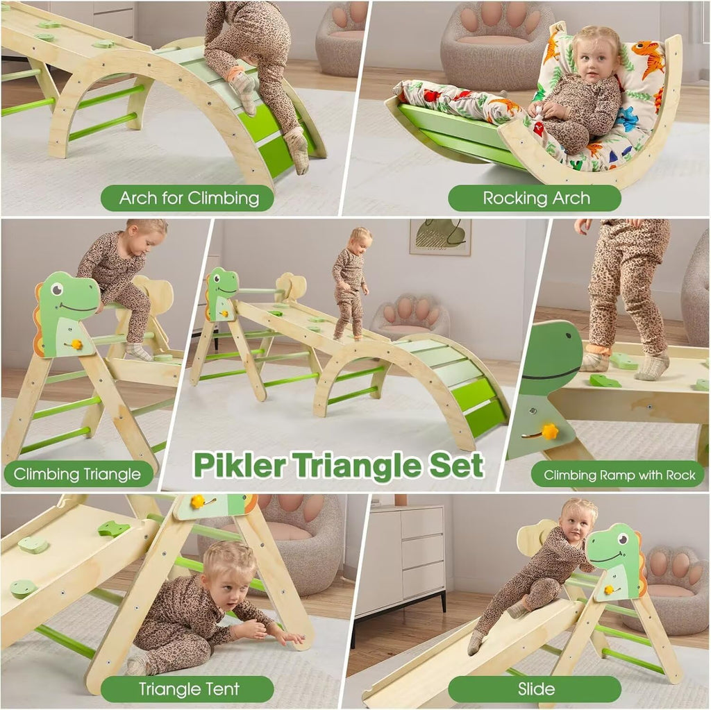 Triangle Set with Cushion, 7 in 1 Toddler Climbing Toys Indoor