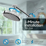 Round Rain Shower Head with Extension Arm - Height Adjustable Shower Head with High Pressure Performance