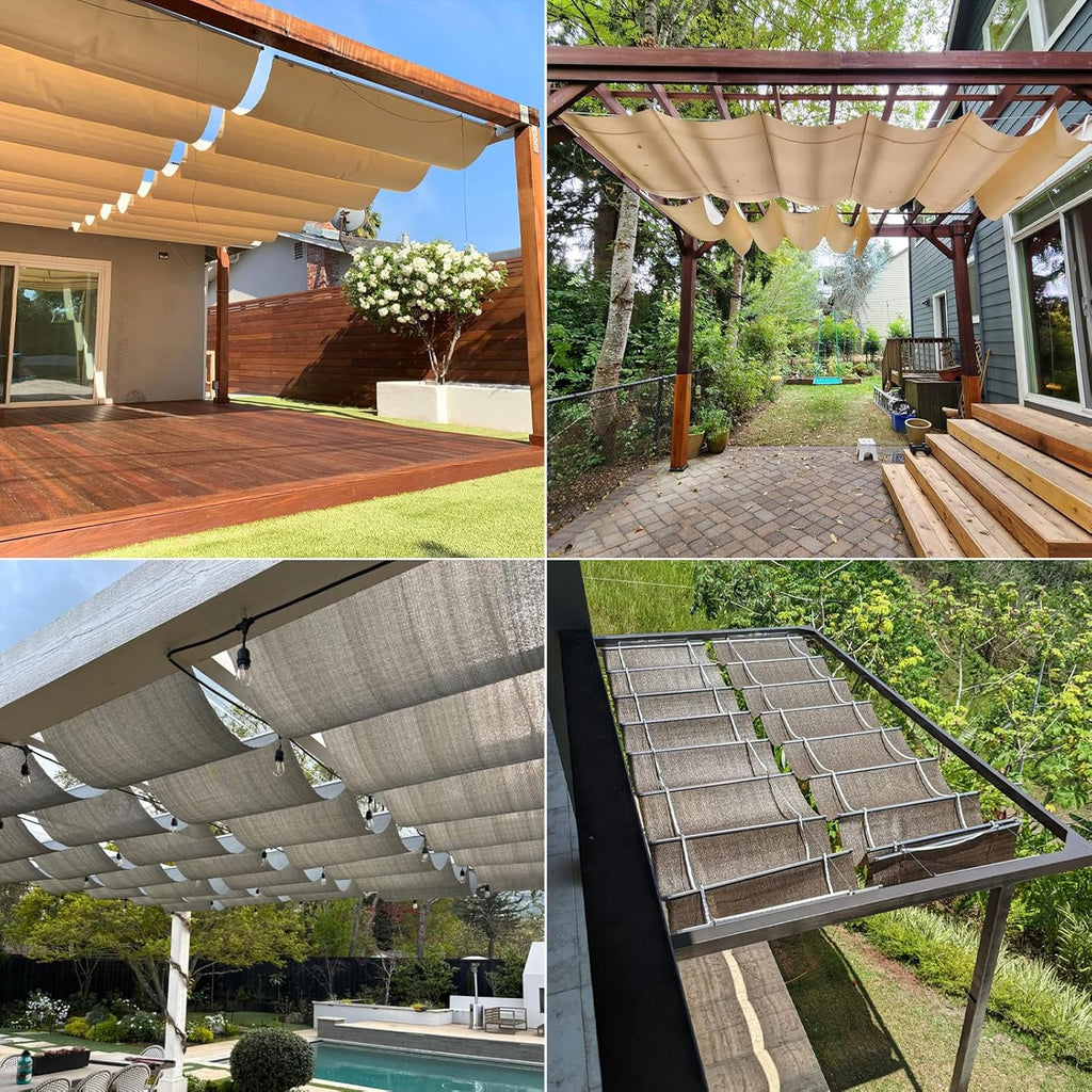 3' x 12' Waterproof Pergola Shade Cover Retractable Sun Shades Outdoor Patio Pergolas Canopy Replacement Pergola Kit
