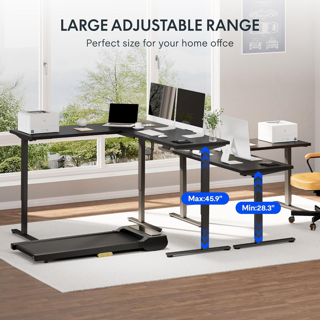 71 x 63 Reversible L-Shaped Corner Standing Desk, Black | Height Adjustable, Large Workspace, Anti-Collision, Memory