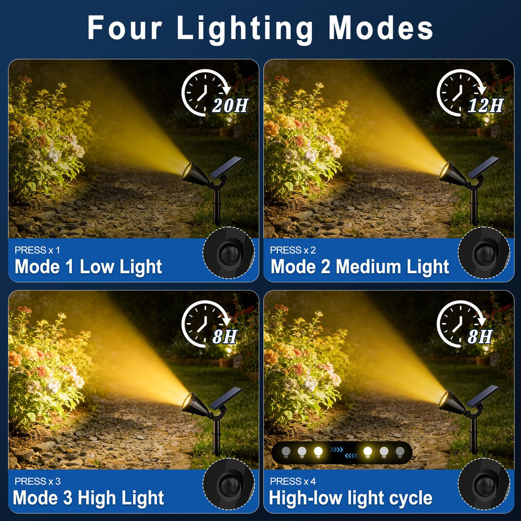 Solar Lights Outdoor Waterproof Flag Spotlights 6 Pack (Warm White)