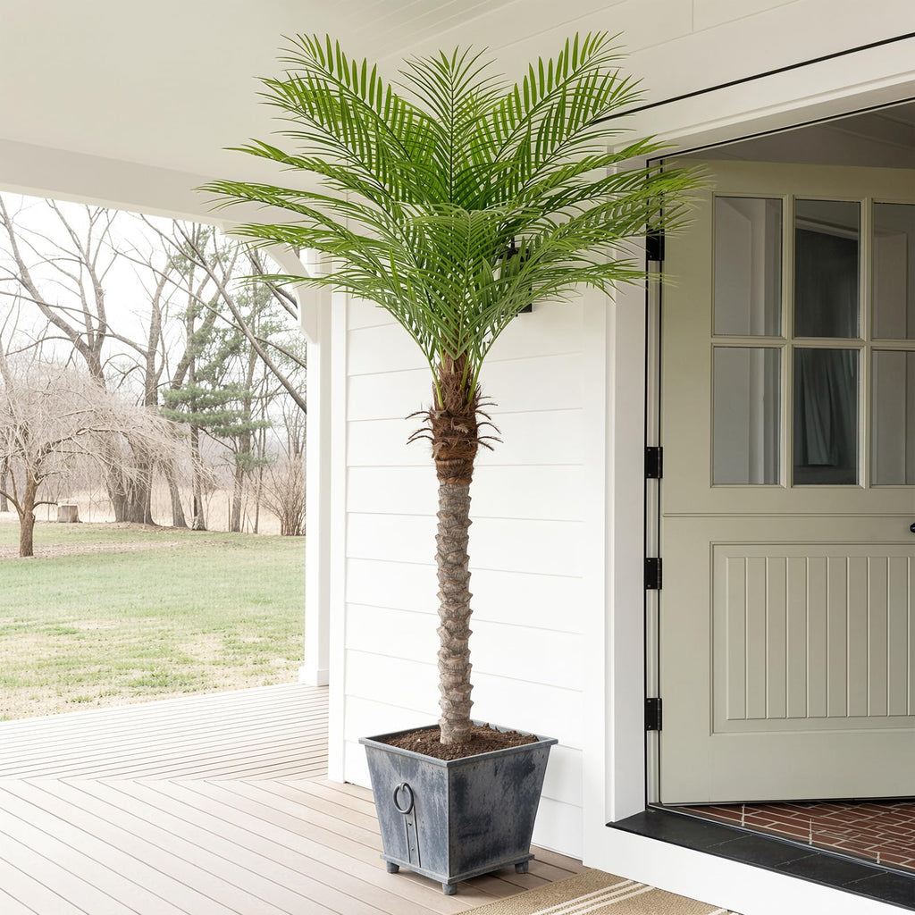 5ft Artificial Phoenix Palm Tree Tall Artificial Palm Trees with 15 Adjustable Leaves, Faux Phoenix Palm Plants for