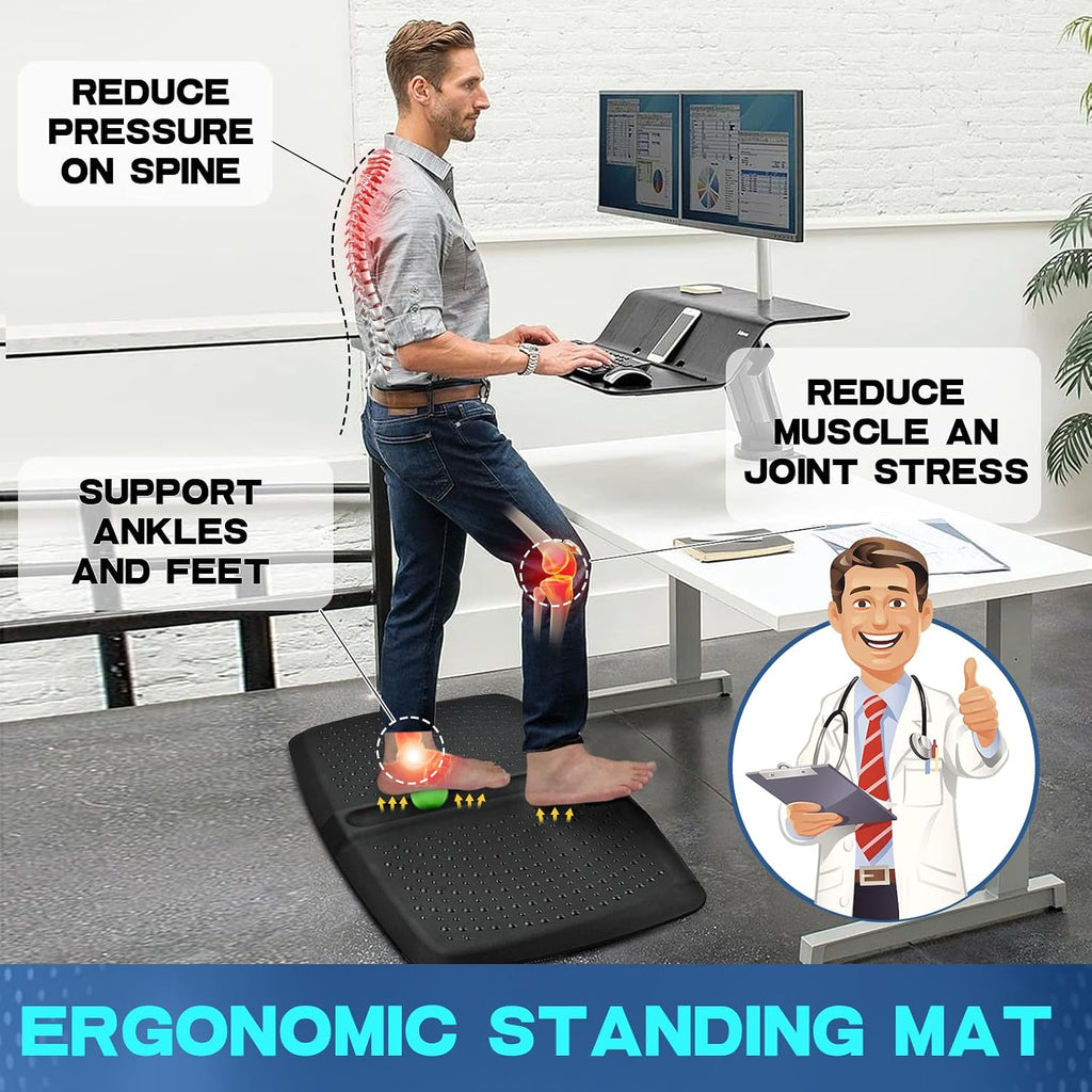 1 inch Thick Anti Fatigue Kitchen Mat Standing Mat with Massage Ball, Non Slip Standing Desk Mat with Massage Point