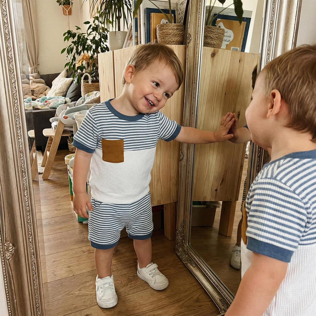 Baby Boy Summer Clothes Pocket T-Shirt Striped Shorts Set