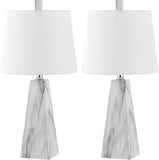 20.5" White Marble Finish Modern Resin Table Lamp Living Room