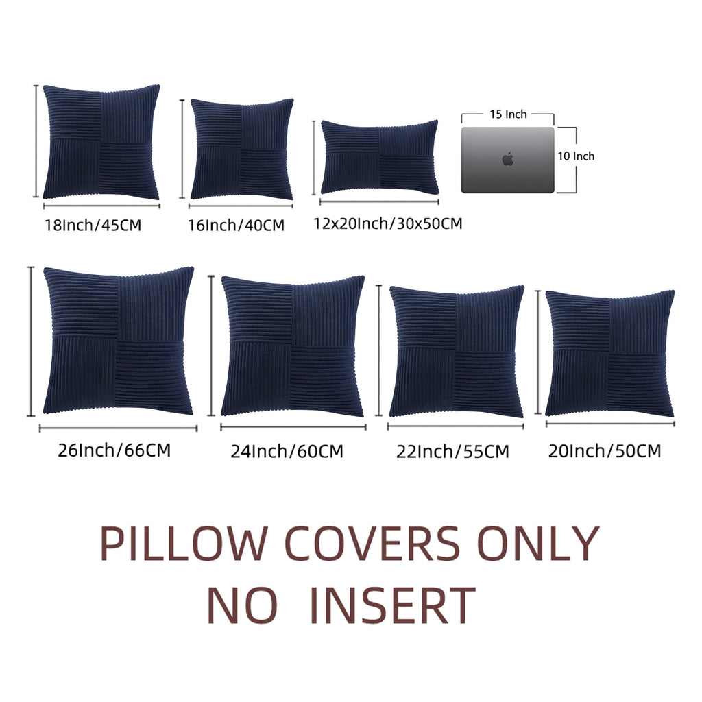 2 Packs Navy Blue Decorative Throw Pillow Covers 20x20 Inch Couch Bed Sofa, Rustic Farmhouse Boho Home Decor, Soft