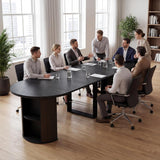 38.6" to 110.2" Modern Extendable Dining Table, Expandable Fluted Round Table for 2-12 People with Storage, Space