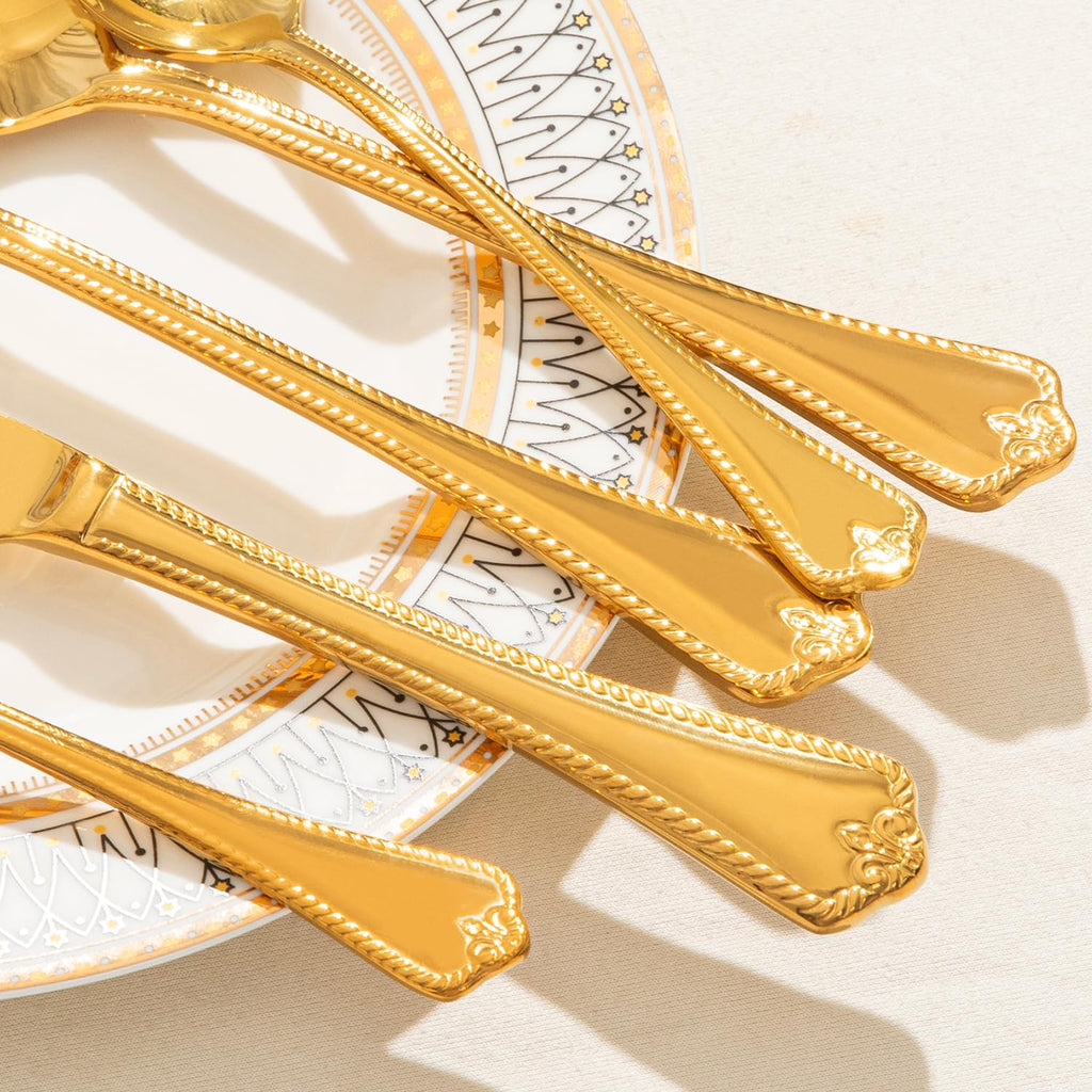 40 Pcs Gold Silverware Set, 18/10 Stainless Steel Flatware for 8