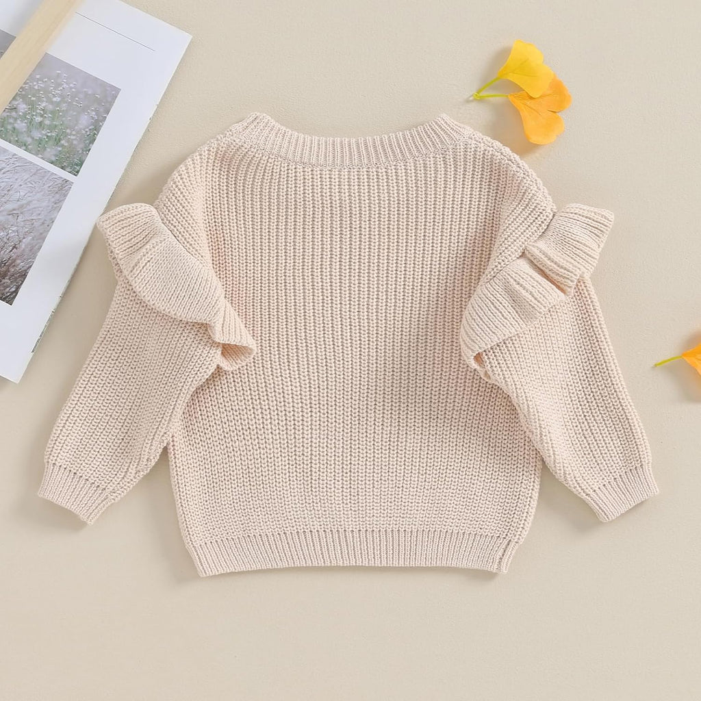 Baby Girl Winter Clothes Basic Plain Cute Ruffle Sweater Toddler Kids Pullover Long Sleeve Sweaters
