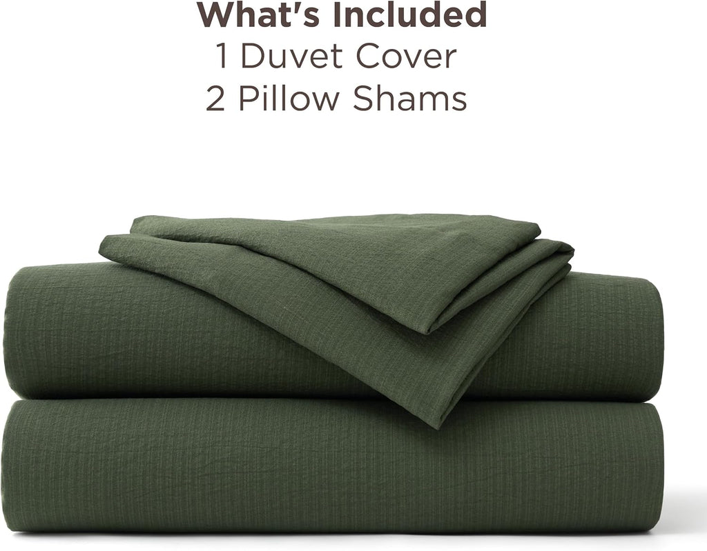Textured Duvet Cover Queen - Cotton-Like Polyester Jacquard Duvet Cover Set for All Seasons - 3 Pieces Elevated Dobby