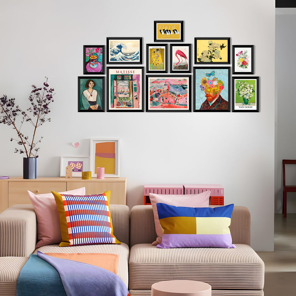 12 Pcs Eclectic Wall Art Decor FRAMED, Eclectic Home Decor, Retro Maximalist Decor Aesthetic, Vintage Wall Art